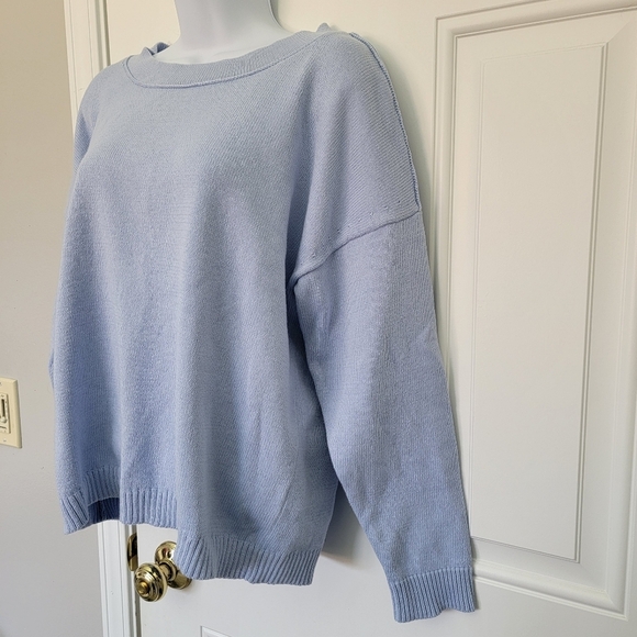 J Jill Perfect Spring Sweater Light Blue Knit Boat Neck Long Sleeve Size S - Picture 3 of 9